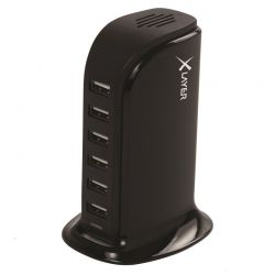 XLAYER POWER TOWER 6X2,4A USB PORT (MAX 8A) TLTLLOMS FEKETE