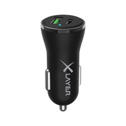 XLAYER DUAL USB AUTS TLT 1XUSB-C/1XQUCIK CHARGE 3.0 USB PORT 18W FEKETE