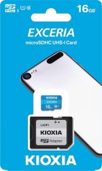 KIOXIA EXCERIA MICRO SDHC 16GB + ADAPTER CLASS 10 UHS-I U1 (100 MB/S OLVASSI SEBESSG)