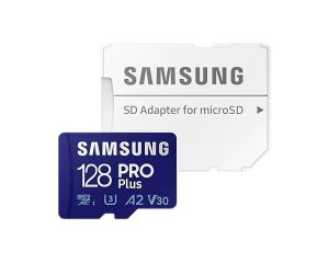 SAMSUNG PRO PLUS (2021) MICRO SDXC 128GB + ADAPTER CLASS 10 UHS-I U3 A2 V30 (160 MB/S ADATTVITELI SEBESSG)
