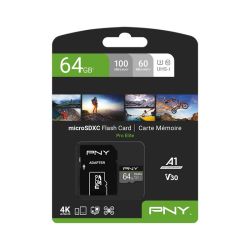 PNY PRO ELITE MICRO SDXC 64GB + ADAPTER CLASS 10 UHS-I U3 A1 V30 100/60 MB/s