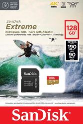 SANDISK EXTREME ACTION MICRO SDXC 128GB + ADAPTER CLASS 10 UHS-I U3 A2 V30 190/90 MB/s