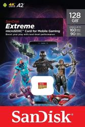 SANDISK EXTREME FOR MOBILE GAMING MICRO SDXC 128GB CLASS 10 UHS-I U3 A2 V30 160/90 MB/s