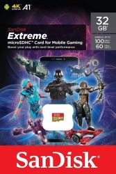 SANDISK EXTREME FOR MOBILE GAMING MICRO SDHC 32GB CLASS 10 UHS-I U3 A1 V30 100/60 MB/s