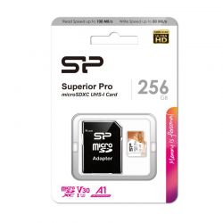 SILICON POWER SUPERIOR PRO MICRO SDXC 256GB + ADAPTER CLASS 10 UHS-I U3 A1 V30 100/80 MB/S