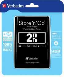 VERBATIM USB 3.0 HDD 2,5 STORE N GO 2TB FEKETE